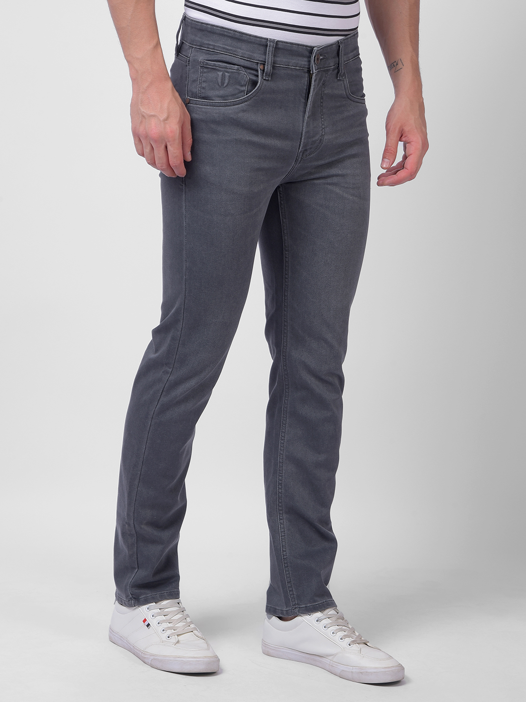 Numero Uno Men Dark Grey Slim Fit Sustainable Jeans